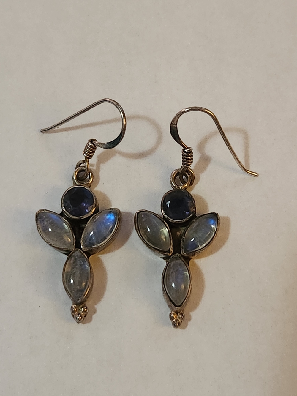 Rainbow Moonstine & Iolite Beaded Necklace with Matching Earrings - Picture 7 of 8